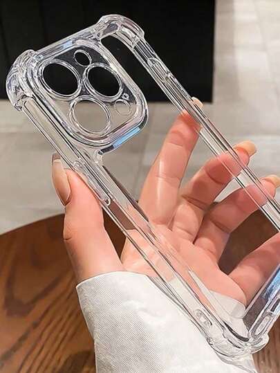 1pc Transparent Phone Case, Anti-Fall Protective Cover, Four-Corner Anti-Collision, Minimalist Design, TPU Material, Suitable For IPhone 17 Air/17 Pro Max/17/16 Plus/15/14/13/12/11/XS Max/XR/7/8