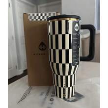32oz/40oz Large-Capacity Vacuum Cup [One Cup For A Whole Day's Water Needs], 24-Hour Hot And Cold Retention, Essential For Outdoor Work & Sports, Coffee Checkered Design - 彩色 - 查看 35
