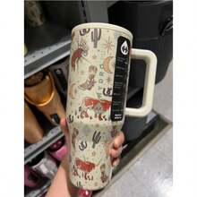 32oz/40oz Large-Capacity Vacuum Cup [One Cup For A Whole Day's Water Needs], 24-Hour Hot And Cold Retention, Essential For Outdoor Work & Sports, Coffee Checkered Design - 彩色 - 查看 34