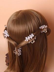 Flower Decor Hair Claw Elegant Claw Clips Hair Clips Hair Jaw Clip Hair Clamps Hair Clutch Hair Catcher Clip, School Stuff, College Fall Winter Hair Accessories For Women For Vacation Outfits Woman - 白色 - 查看 6