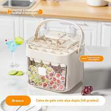 Luxury Ice Dispenser Tray Box With 48 Cubes, Drawer, Ice Release Button, And Tongs. - trắng - Xem 1