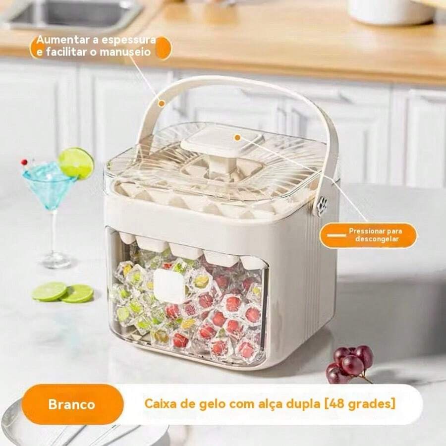 Luxury Ice Dispenser Tray Box With 48 Cubes, Drawer, Ice Release Button, And Tongs. - trắng - Xem 1