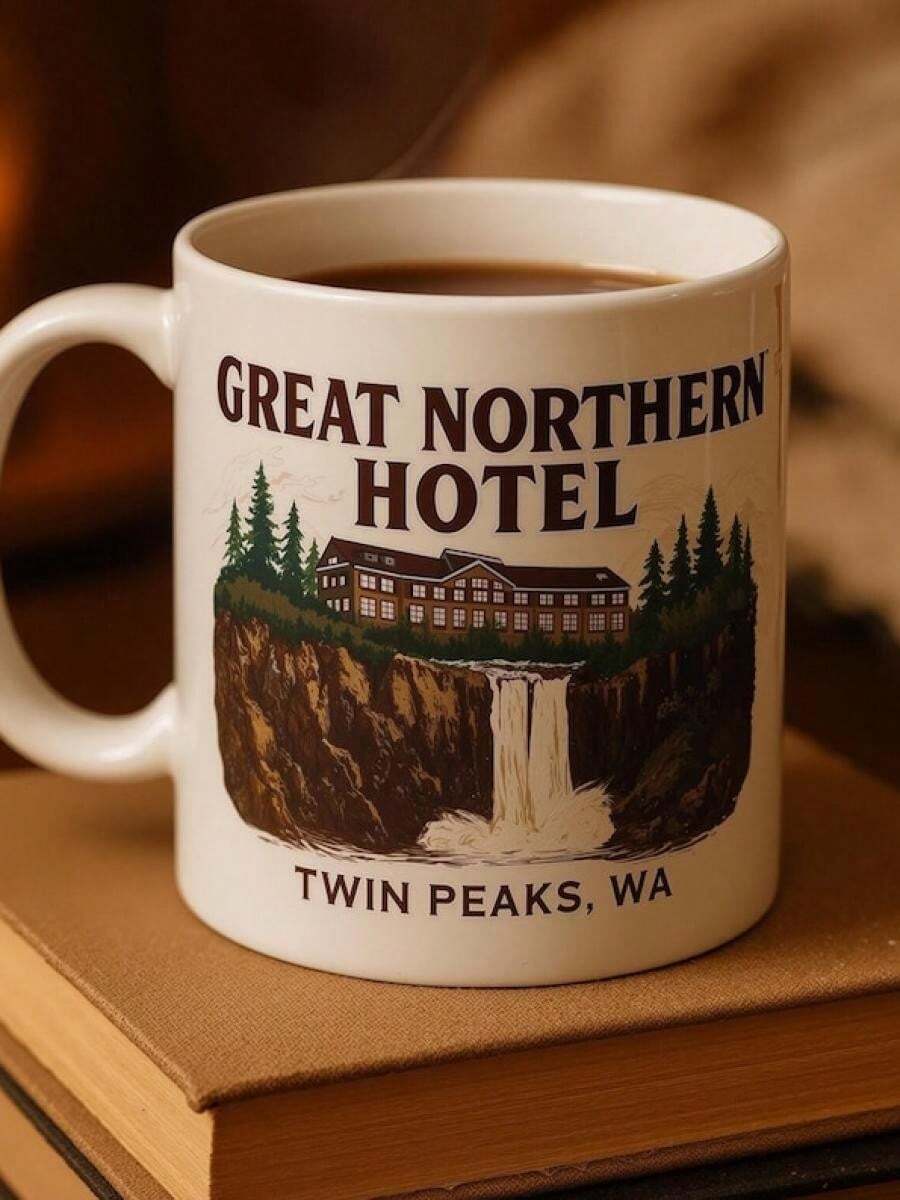 Twin Peaks Great Northern Lodge Ceramic Mug - TV Show Merchandise Coffee Cup Fans Christmas Gifts - 黑色 - 查看 1