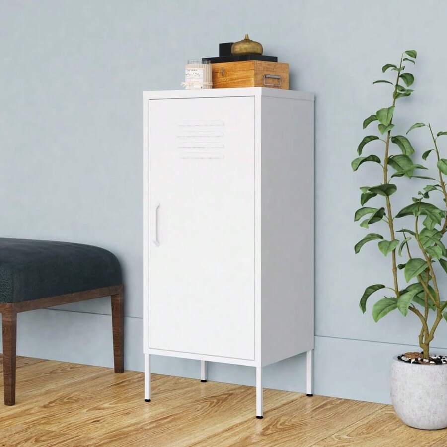 vidaXL Armadio da tavolo Bianco 42,5x35x101,5 cm Acciaio - Bianco - Visualizzare 1