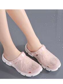 2026 Women Sandals Hollow Slip-On Mules Breathable Closed Toe Beach Shoes - Apricot - View 7