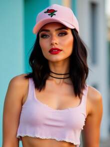 1PC Elegant Rose Pattern Baseball Hat,Women Trucker Hat, Casual Versatile Breathable Sunscreen Cap,Soft Adjustable Sun Protection Hat, Y2K Style Baseball Cap For Daily Streetwear - Multicolor - View 5