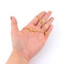 1pc New Fashion Initial Infinity Symbol Cross Pendants Golden Stainless Steel Chain Necklaces For Women - Yellow Gold - View 3