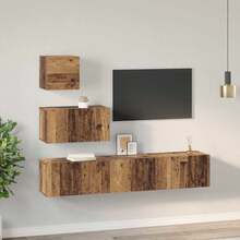 vidaXL Ensemble meuble TV 4 pcs Bois Ancien Bois d'ingénierie - Castanho - Ver 4