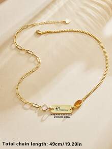 Customized Minimalist Fashion Personalized Small Nameplate Rhinestone Pendant Laser Engraved English Letter Name Customized Necklace - Gold - View 6