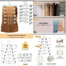 Ganchos para Pantalones que Ahorra Espacio, Paquete de 2 Perchas Metálicas Plegables de 6 Capas para Pantalones, con Clip Antideslizante Ajustable, Adecuado para Vaqueros, Faldas y Pantalones Cortos(2 piezas) - Multicolor - Ver 1