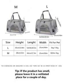 PETSIN 便攜式貓咪籠 - 中型貓咪和小型狗狗最多15磅的軟側貓咪籠,寵物攜帶袋,航空公司批准的旅行狗籠,手提寵物籠,寵物背包 - 灰色 - 查看 3