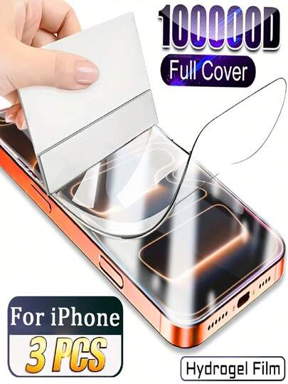 3 Pcs HD Hydrogel Film Compatible With IPhone 17/16/15/14/13/12/11/Plus/X/XS/XR/XS Max/17 Pro Max/17 Air/16 Pro Max/15 Pro Max/16 Pro, Soft Screen Protector Film, Dynamic Island Compatible, Anti-Scratch, Anti-Fingerprint, Full Coverage [Not Glass]