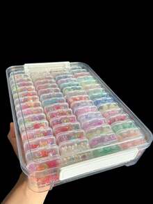 60pcs Transparent Storage Box Set With 60 Detachable Plastic Containers, Stackable Organizer Boxes With Lids And Dividers (1 Compartment - 60 Compartments Options), Durable Craft Storage Case With Snap Buckles And Handles, Ideal Gift For Beading, Jewelry Making, Diamond Painting, Embroidery Enthusiasts - Multicolor - View 1
