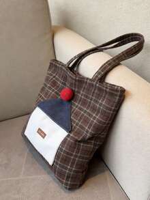 Túi đeo vai cỡ lớn kiểu Hàn Quốc tối giản kẻ caro, đa năng, thích hợp cho công sở, đi làm, đi mua sắm. - Nhiều màu - Xem 3