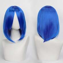 Karida 14-Inch Synthetic Fiber Cosplay Wig With Bangs, Layered Straight Hair, Unisex Cosplay Wig, High Density, Natural-Looking Cosplay Wig For Men And Women