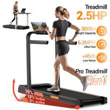CURSOR FITNESS 3 In 1 Walking Pad Treadmill With 16% Incline, Folding Treadmill With Handle Bar, Portable Treadmills For Home Small, 300 Lbs Capacity - Black - View 2