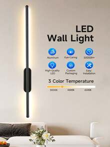 60厘米/80厘米LED线性壁灯，可调光，适用于浴室梳妆镜，室内墙面装饰照明，可用于浴室、卧室、走廊、展厅、阅览室、餐厅、酒吧、咖啡厅、服装店、客厅、博物馆等场所。 - 長條壁燈 - 查看 1