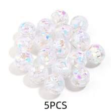 5pcs Of 16mm Colorful Heart-Shaped Glitter Sequins Acrylic Double Layer Design Beads - Suitable For DIY Pens, Necklace Accessories, Bracelet Making Materials