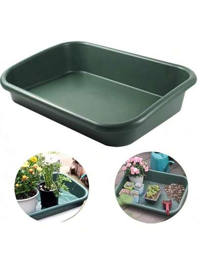 16.9" X 11.8" X 3.14" Green Multipurpose All-In-One Planting Tray, Suitable For Seeding, Mixing, Planting And Potting Storage, Suitable For Succulent And Cactus Potting Soil, Versatile For Indoor And Outdoor Gardening, Lightweight Plastic Material