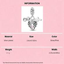 Mặt dây chuyền mạ bạc, hình cánh thiên thần, tình yêu của mẹ, đính kim cương, hình thánh giá vô cực và trái tim, thích hợp để làm vòng tay, dây chuyền tự làm, phụ kiện làm trang sức tôn giáo lãng mạn, phù hợp cho vòng tay tự làm và trang sức nữ. - Bạc - Xem 7