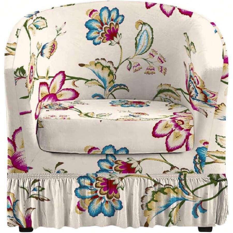 2 Piece Club Chair Slipcover Stretch Barrel Chair Covers Armchair Slipcovers Soft Removable Washable Chair Covers, Living Room Chair Couch Covers Protectors,39504516 - 藍色 - 查看 1
