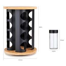 Rotating Multi-Layer Spice Jars Set, Multifunctional Seasoning Rack, Rotating Spice Boxes, Rotating Storage Rack Condiment Bottles, Spice Jars Combo Set, Rotating Spice Bottle Rack, 12/16/20PCS Kitchen Spice Jars 3-Tier/4-Tier/5-Tier Combo Set - Wooden Base - View 7
