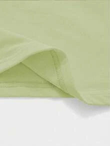 Basic Minimalist Crew Neck Double Layer Seamless Fitted Long Sleeve Top - Light Green - View 6