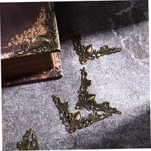 24Pcs Metal Book Corner Protectors Antique Bronze Vintage Metal Corner Protectors Albums Scrapbooking Furniture Case Box Edges - Golden - View 9