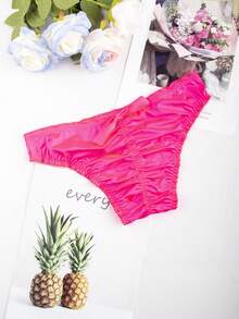 3 Pieces Of Men's Triangle Underwear, Sexy Smooth Silk Triangle Underwear, With Pleated Bow Decoration On The Back, Suitable For Daily Use In All Seasons And Special Periods - Đen + Xanh dương + Đỏ hồng - Xem 4