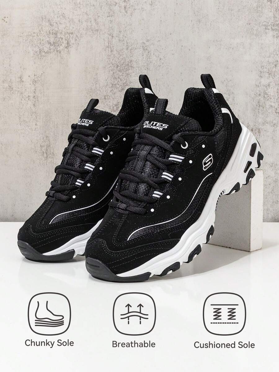 Skechers D”LITES系列男士轻质缓震运动鞋,休闲户外旅行鞋 52675-BLK - 黑色 - 查看 1