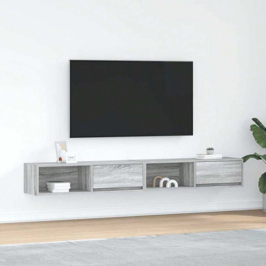 vidaXL Mobili TV 2 pezzi sonoma grigio 100x31x25,5 cm ingegneria del legno - Grigio - Visualizzare 1