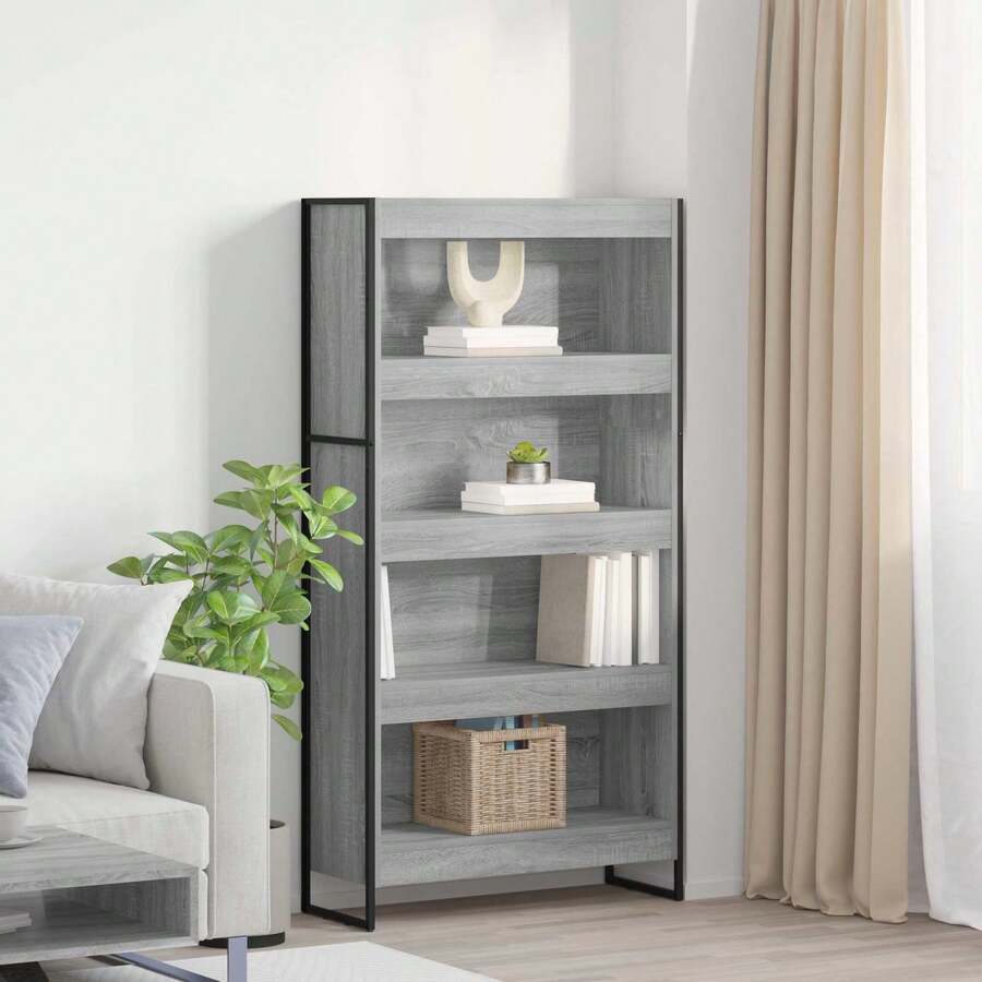 vidaXL Biblioteca 2 unidades gris Sonoma 80 x 30 x 155 cm - Gris - Ver 1