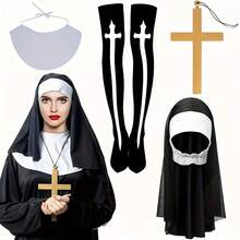 Conjunto de disfraz: Pañuelo para la cabeza, bufanda, guantes cruzados, calcetines largos, accesorios de juego de roles, ideal para bailes de máscaras - Multicolor - Ver 8