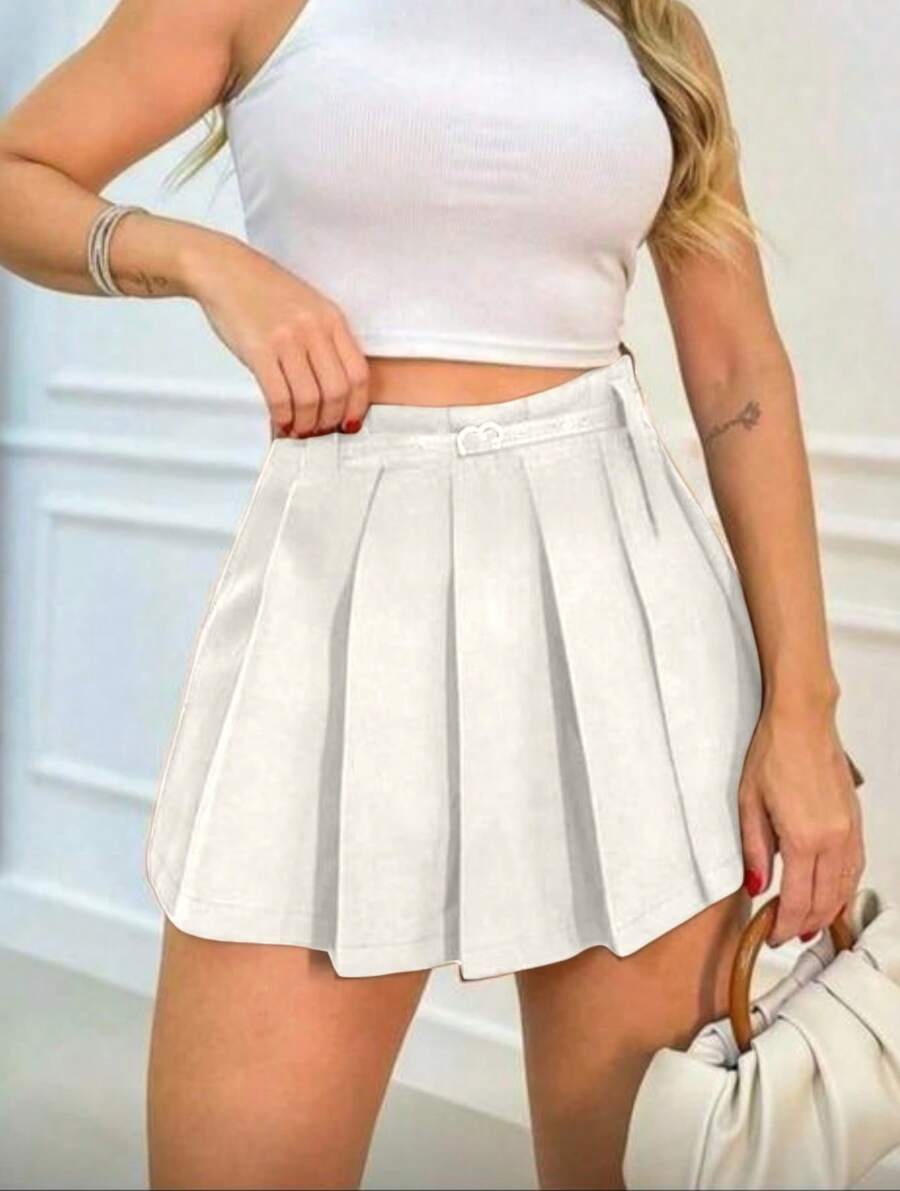 "Pleated Skirt. Classic And Super Versatile. It Has A Lining In The Lower Part." - 白色 - 查看 1