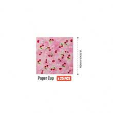 White Base Pink Bow & Cherry Disposable Plates, Napkins, Cups - One-Time Party Supplies Set, Fits 25 Guests, Disposable Paper Plates Party Tableware Suitable For Birthday, Wedding, Theme Party, Family Picnic - Multicolor - View 8