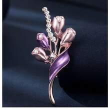 Elegant Purple Flower Brooch For Dresses, Shirts, Suits, Evening Gowns, Sweaters, Scarves, Shawls, Coats, And Hats; A Simple And Stylish Accessory. - 紫色 - 查看 4