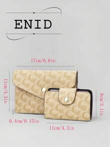 新款优雅复古印花波士顿手提包套装，大容量通勤单肩包三件套 - 玫瑰金 - 查看 8