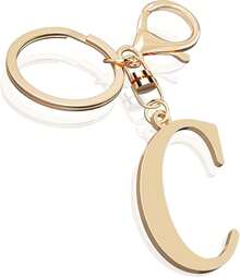 Cute Stainless Steel Gold Initial Letter Keychain For Women Girl, Charms For Key Handbag Backpack Bag, Personalized Gift - 黃金 - 查看 17