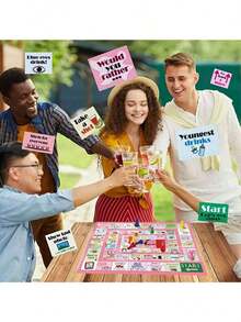 Adult Interactive Drinking Board Game - Fun Party Game 2-6 Players, With 6 Colorful Game Pieces And 2 Red Dice, Suitable Halloween,, Easter, Valentine's Day, Thanksgiving - Hồng - Xem 4