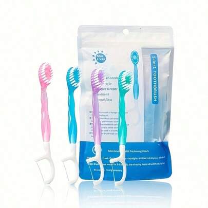 Mini Bead Toothbrush Multifunctional Disposable Fresh Breath Portable Travel Set Free Rinse 12 Mixed Flavor Toothbrushes, Suitable For Outdoor Travel, Camping, Hotels, Dates, Parties Oral Cleaning