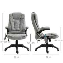 Vinsetto Office Chair With Massage And Heating Function, Ergonomic, Height Adjustable, Smooth Movements, 6 Massage Points, 68 Cm (W) X 72 Cm (D) X 110-120 Cm (H), Grey - Grey - View 3