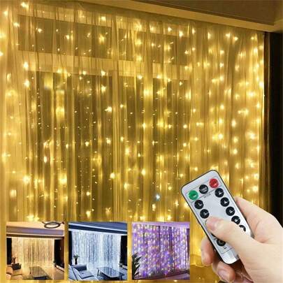 节日装饰灯，圣诞LED仙女窗帘灯，USB供电，婚礼派对背景装饰，情人节，开斋节，母亲节，复活节，新年，节日氛围灯