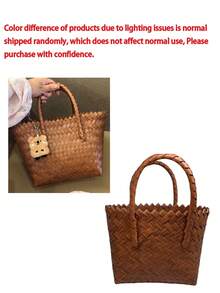 Túi xách đi biển hình lưỡi liềm đan tay bằng rơm, túi đeo chéo/vai mùa hè cỡ lớn dành cho nữ, túi đan rơm hình lưỡi liềm mùa hè, túi xách tay thủ công dành cho nữ, túi đi biển cỡ lớn, túi xách tay đan rổ, túi xách tay - Màu Khaki - Xem 6