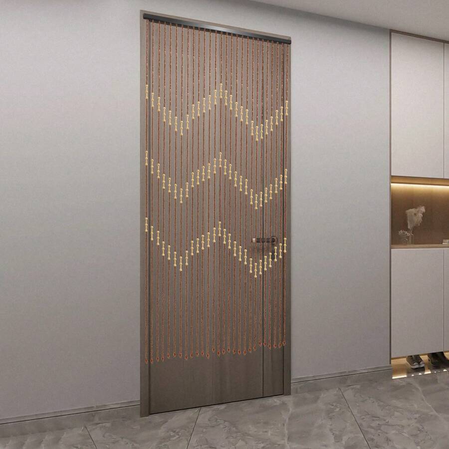 90x175cm 27 Line Wooden Cup Captains Fly Screen Porch For Bedroom Decor - 棕色 - 查看 1