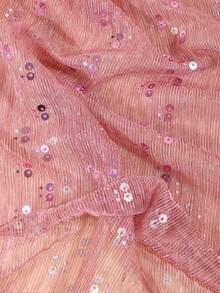 1条女士轻薄纯色双波点亮片方巾，适合日常用作头巾、颈巾、沙滩披肩，四季皆宜 - 粉色 - 查看 5