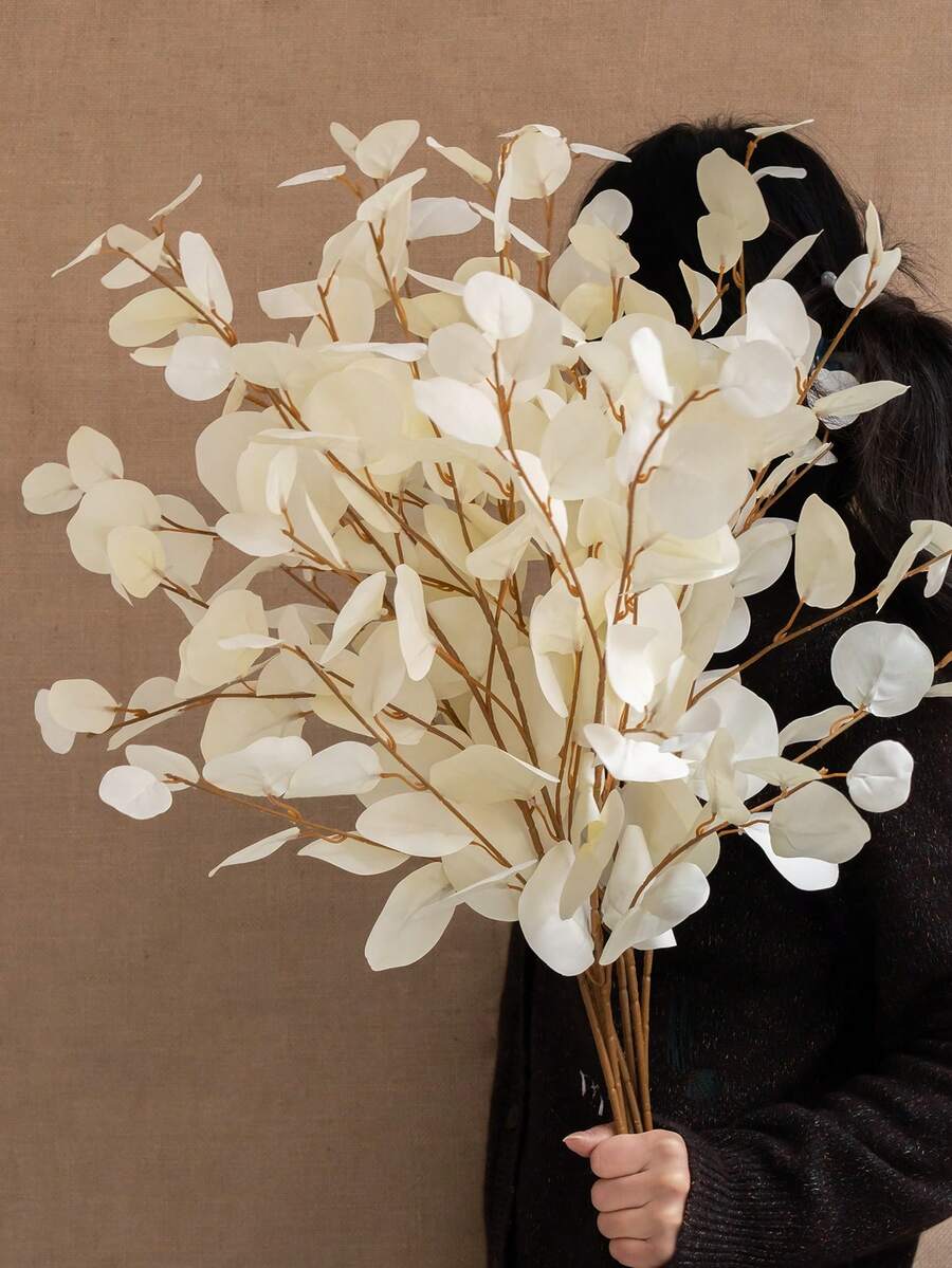 1pc Artificial Long Eucalyptus Apple Leaf, Green Plant, Ins Style Decor For Hotel, Wedding, Autumn Color Single Branch Leaf - Multicolor - View 1