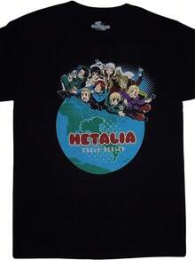 1PC Hetalia World Series Anime Graphic Women's Tshirts Plus Size Short Sleeve Tee Top - Black 6 - View 1