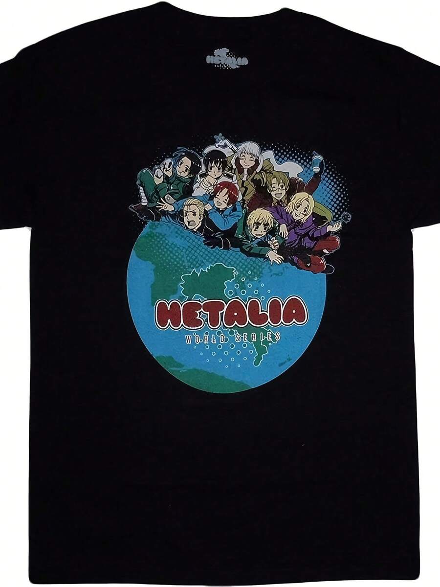 1PC Hetalia World Series Anime Graphic Women's Tshirts Plus Size Short Sleeve Tee Top - Black 6 - View 1