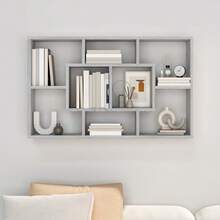 vidaXL Étagère murale Sonoma gris 85x16x52,5 cm Bois d'ingénierie - Gris - Voir 3