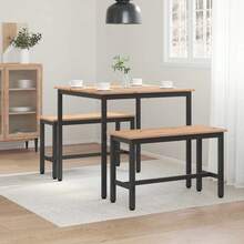 vidaXL Table de salle à manger / Table de repas Naturel - Tabac - Voir 4